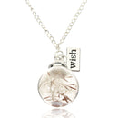 Vintage Silver Wish Lucky Glass Bottle Sweater Chain Women Necklace