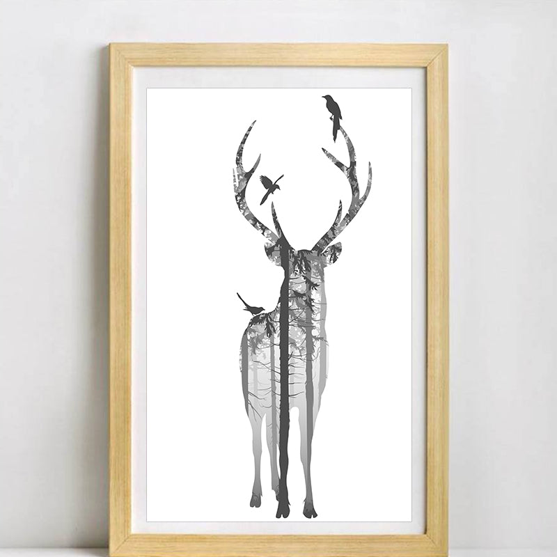 Miico Hand Painted Oil Paintings Simple Style Deer Family B Wall Art For Home Decoration Painting