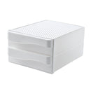Jingcan JC-1017 Desktop Storage Box Simple Plastic 2 Drawers Storage Cabinet File Document Organizer for Office Home Students Dormitory