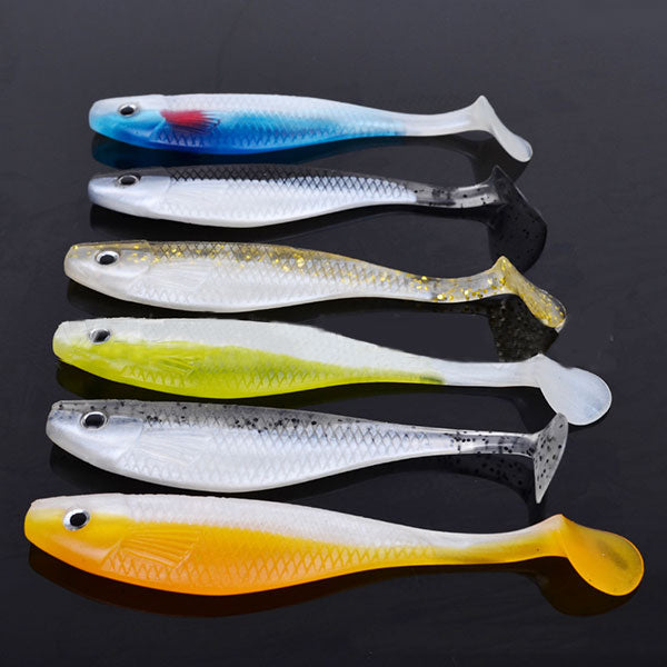 6PCS 11.5CM Soft Fishing Lure Rattle Tail Jig Bass Bait