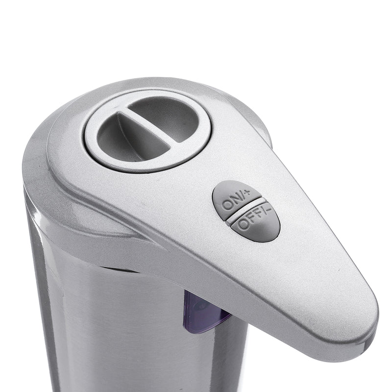 Touch Sensing Automatic Stainless Steel Silver Soap Dispenser 3 Adjustable Volume Settings 250ml Capacity
