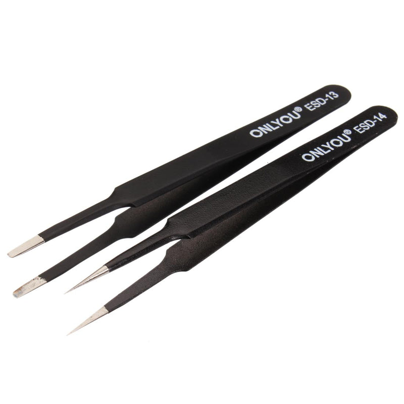 ONLYOU ESD 7pcs BGA Precision Tweezer Set Anti Static Tweezers Stainless Tweezers