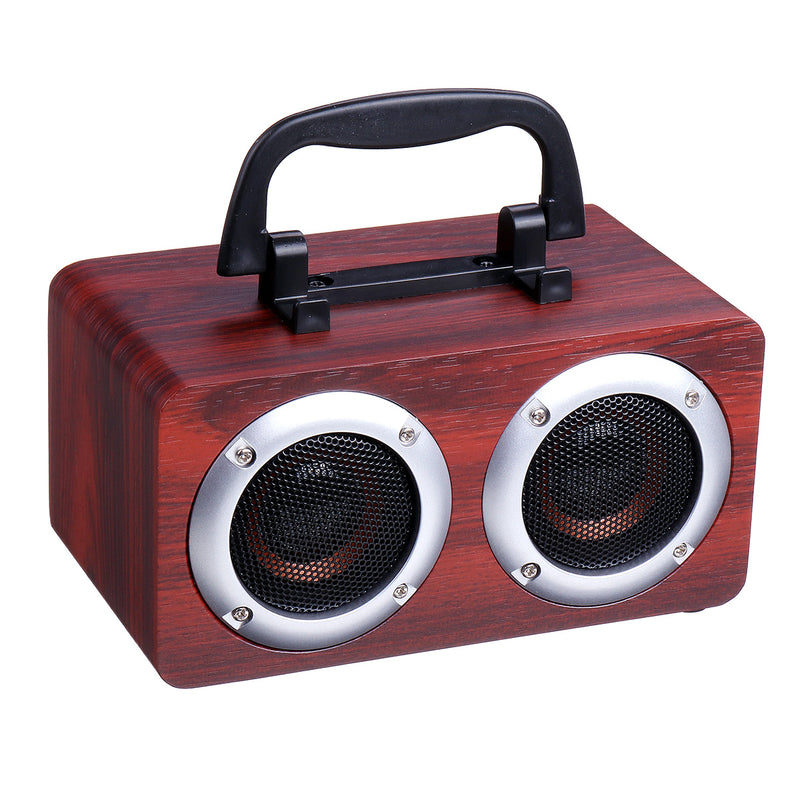 W5B Wooden Wireless bluetooth Speaker Dual Units Stereo Bass TF Card AUX Speaker with Mic