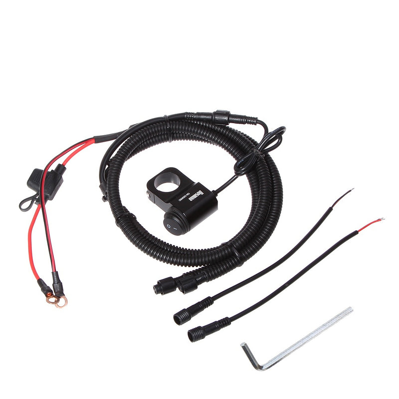 BOSMAA MK2W 12V Motorcycle Led Light Switch Wire Harness ATV Handlebar Fog Spotlight On Off Switch