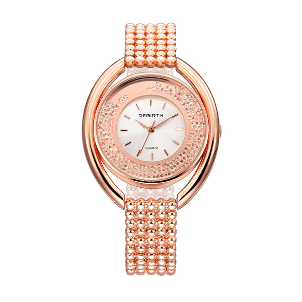REBIRTH RE079 Fashion Women Quartz Watch Ladies Luxury Diamond Steel Strap Bracelet Watch