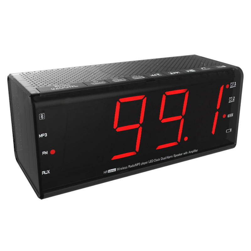 JSY Alarm Clock FM Radio TF Card Wireless bluetooth Speaker with Mic for Xiaomi Samsung S8 iPhone X