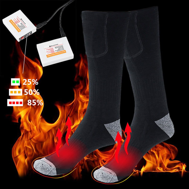 1 Pair Rechargeable Electric Heated Socks Cycling Skiing Winter Warmth Feet Foot Socks