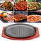 3 Sizes Cast Iron Steak Fajita Sizzling Platter Plate BBQ Grill Pan Cooking Wooden Holder