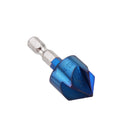 Drillpro 6pcs 6-19mm Countersink Drill Bit 5 Flutes Hex Shank Nano Blue Coated Chamfer Cutter Set
