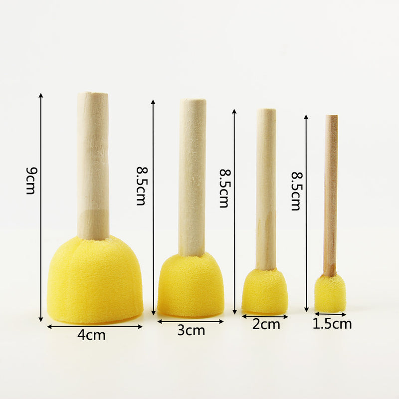 KCASA 4PCS/Set Sponge Paint Brush Original Wooden Handle Home Wall Decor Art Wall Tool