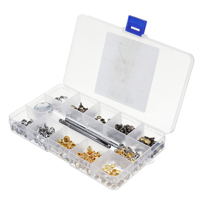6mm 8mm 180Pcs Leather Double Cap Rivet Buttons Fixing Setting Kit Belts DIY Craft Repair Decoration