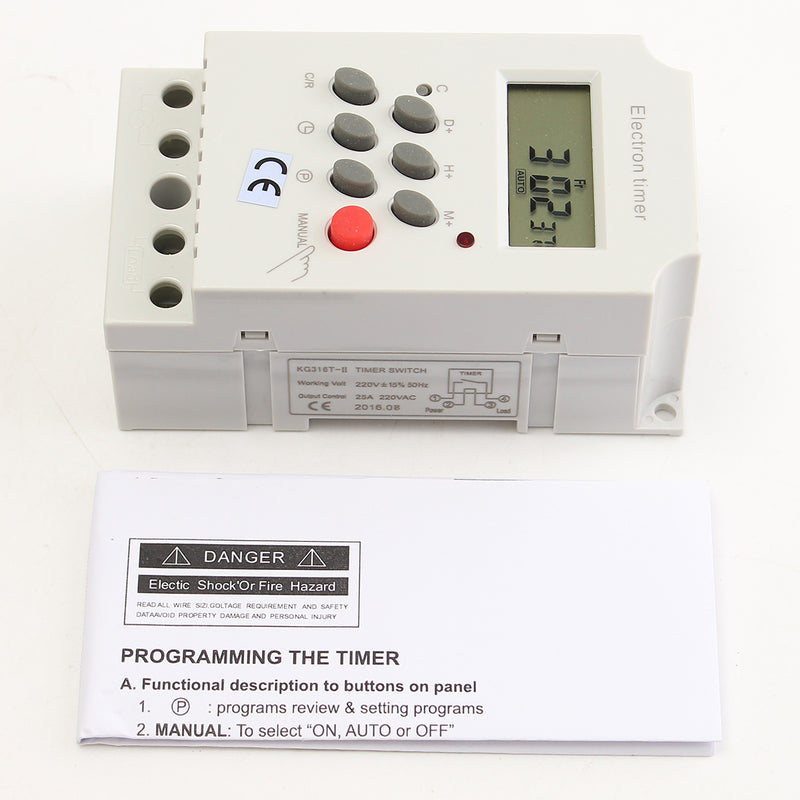 Digital Electronic Timer Switch AC 220V 25A Din Rail Programmable