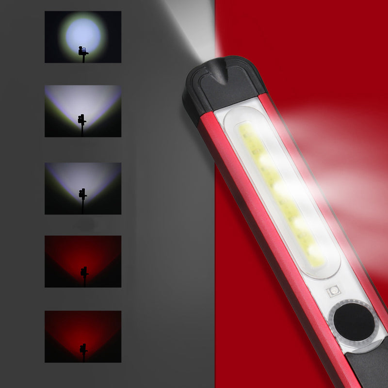 Skywolfeye Portable LED+White COB+Red COB 500Lumens 5Modes USB Rechargeable Work Light Outdoor Multifunctional Waterproof Maintenance Lamp Flashlight with Magnets