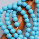 8mm Blue Turquoise Round Gemstone Loose Beads Strand 15.5 Inch