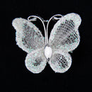 50pcs Wired Mesh Stocking Glitter Butterflies - White