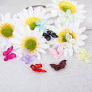 50pcs Wired Mesh Stocking Glitter Butterflies - White