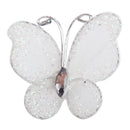 50pcs Wired Mesh Stocking Glitter Butterflies - White