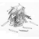 50pcs Brooch Backs Safety Pins Silver Large Bar Back Catch Jewelry Findings 37x5mm