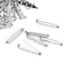 50pcs Brooch Backs Safety Pins Silver Large Bar Back Catch Jewelry Findings 37x5mm