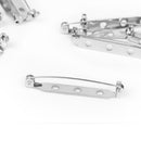 50pcs Brooch Backs Safety Pins Silver Large Bar Back Catch Jewelry Findings 37x5mm