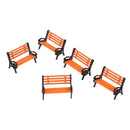 5pcs 1:75 Plastic Model Park Bench Model Landscape w/ Black Arm