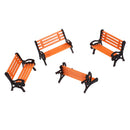5pcs 1:75 Plastic Model Park Bench Model Landscape w/ Black Arm
