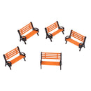 5pcs 1:75 Plastic Model Park Bench Model Landscape w/ Black Arm
