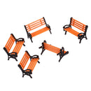 5pcs 1:75 Plastic Model Park Bench Model Landscape w/ Black Arm