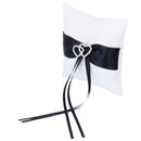 Satin Pocket Ring Pillow Diamante Double Heart Cushion Wedding Party Anniversary Supplies White And Black