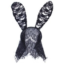 Masquerade Costume Party Black Rabbit Long Ears Headband with Lace Mask