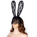 Masquerade Costume Party Black Rabbit Long Ears Headband with Lace Mask