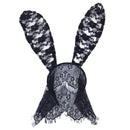 Masquerade Costume Party Black Rabbit Long Ears Headband with Lace Mask