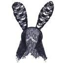 Masquerade Costume Party Black Rabbit Long Ears Headband with Lace Mask