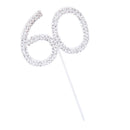 Crystal Rhinestone 60th Anniversary Cake Topper Party Birthday Favors Cake Decorating DIY Photo Props Silver
