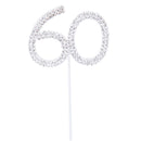 Crystal Rhinestone 60th Anniversary Cake Topper Party Birthday Favors Cake Decorating DIY Photo Props Silver