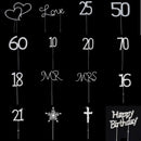 Crystal Rhinestone 60th Anniversary Cake Topper Party Birthday Favors Cake Decorating DIY Photo Props Silver