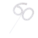 Crystal Rhinestone 60th Anniversary Cake Topper Party Birthday Favors Cake Decorating DIY Photo Props Silver