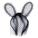 Fancy Dress Costume Party Black Rabbit Long Ears Headband with Lace Mask Small