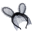 Fancy Dress Costume Party Black Rabbit Long Ears Headband with Lace Mask Small