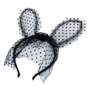 Fancy Dress Costume Party Black Rabbit Long Ears Headband with Lace Mask Small