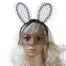 Fancy Dress Costume Party Black Rabbit Long Ears Headband with Lace Mask Small