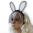 Fancy Dress Costume Party Black Rabbit Long Ears Headband with Lace Mask Small
