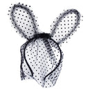 Fancy Dress Costume Party Black Rabbit Long Ears Headband with Lace Mask Small