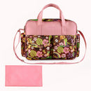 Waterproof Convenient Adjustable Shoulder Strap Polyester Hawaii Style Diaper Nappy Nursery Changing Bag Mummy Handbag Pink + Brown