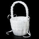 Satin Lace Embellished Wedding Party Anniversary Flower Girl Basket White