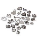 Alloy Silver Assorted Heart Shapes DIY Charms Pendants Beads Bulk Pack of 25