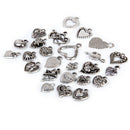 Alloy Silver Assorted Heart Shapes DIY Charms Pendants Beads Bulk Pack of 25
