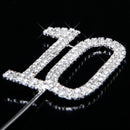 Crystal Rhinestone 10th Anniversary Cake Topper Party Birthday Favors Cake Decorating DIY Photo Props Silver