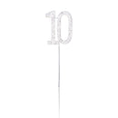 Crystal Rhinestone 10th Anniversary Cake Topper Party Birthday Favors Cake Decorating DIY Photo Props Silver