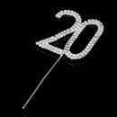 Crystal Rhinestone 20th Anniversary Cake Topper Party Birthday Favors Cake Decorating DIY Photo Props Silver